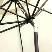 Ombrellone Inclinabile Rotondo Ø 268 cm in Tessuto Poliestere ad Alta Densità 180 g/m², Protezione Solare, Crema