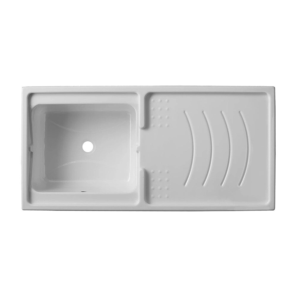 Vasca lavatoio con coprilavatrice 124x60  in termoformatura bianco con kit di scarico