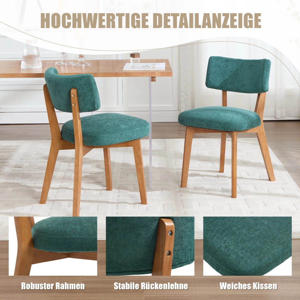 Sedia da pranzo imbottita ergonomica con schienale e gambe in legno facile da pulire per casa e ufficio verde