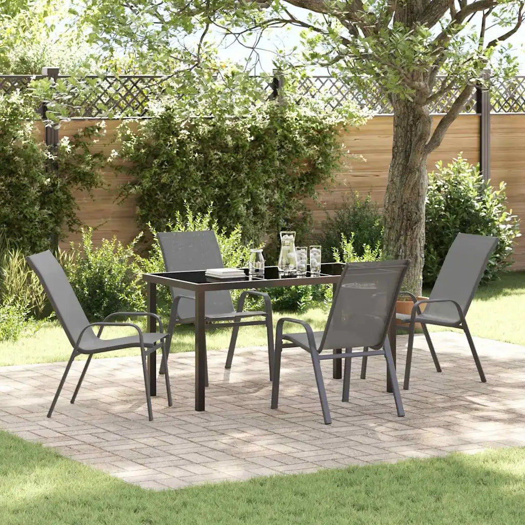 Set da Pranzo per Giardino 5 pcs Grigio e Nero 3379123