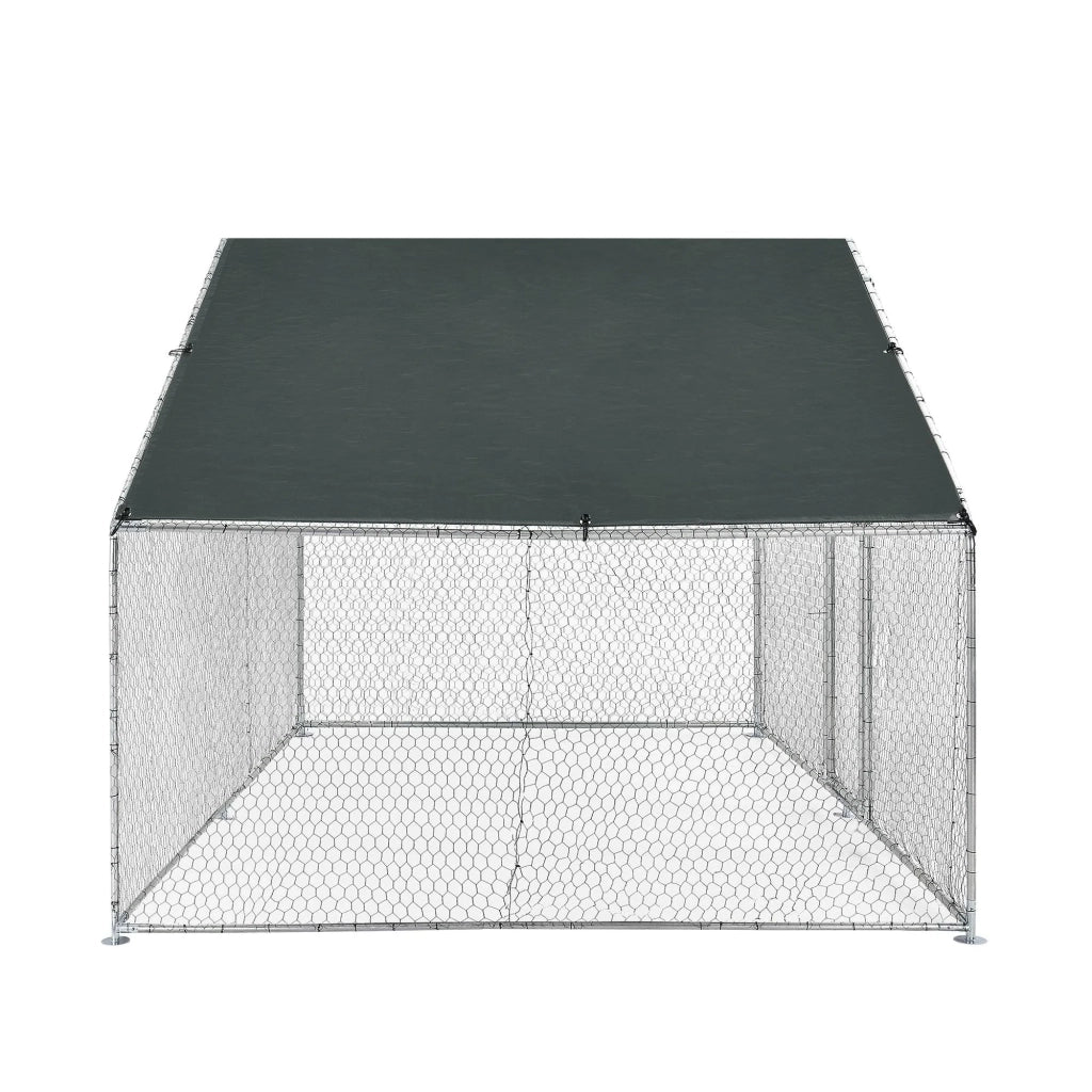 Gabbia voliera da esterno per animali con serratura struttura in acciaio zincato 3 x 2 x 2 m verde scuro argento 03_0005140