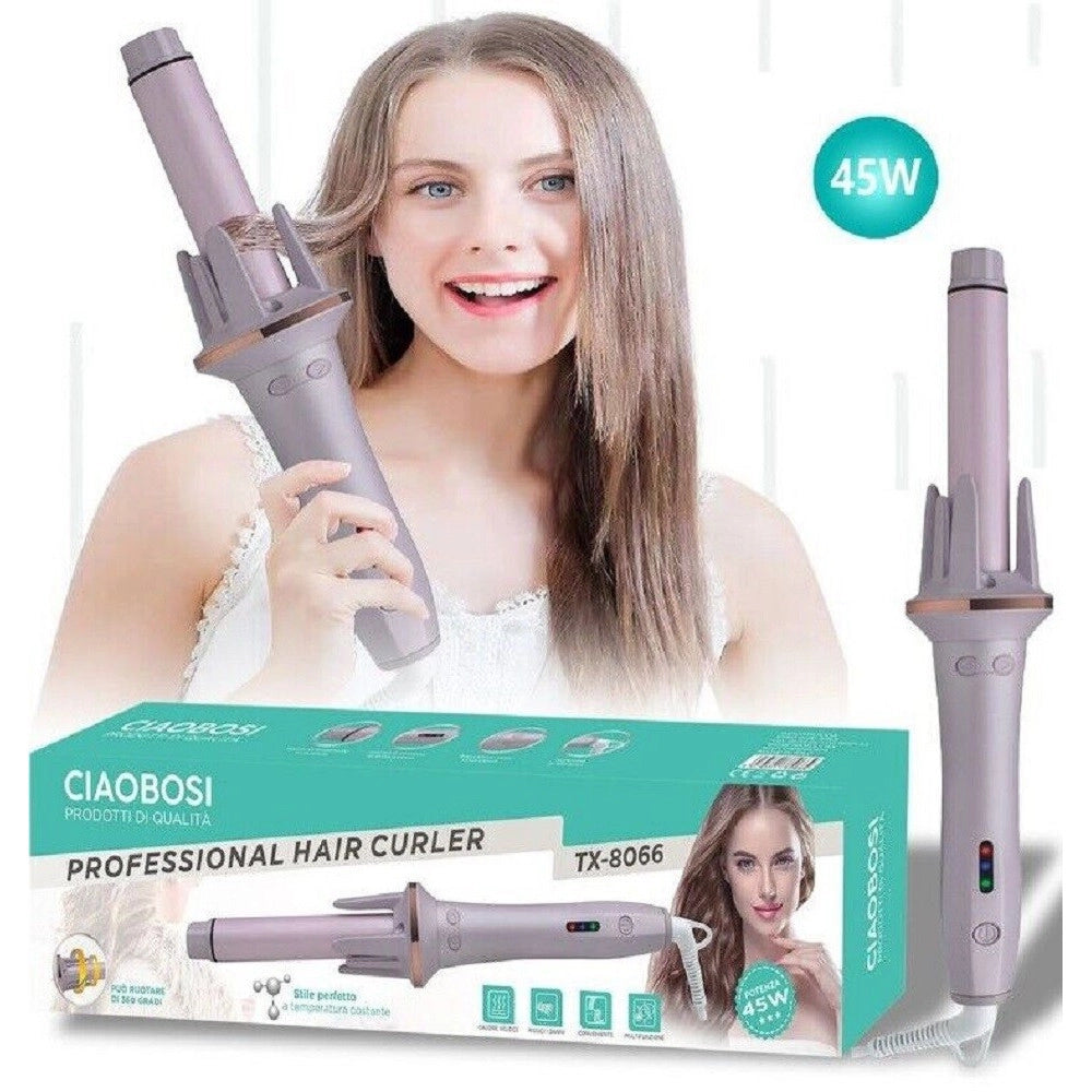 Trade Shop - Arricciacapelli Conico Automatico Spazzola Rotante Ricci Onde Boccoli 45w Tx-8066 -