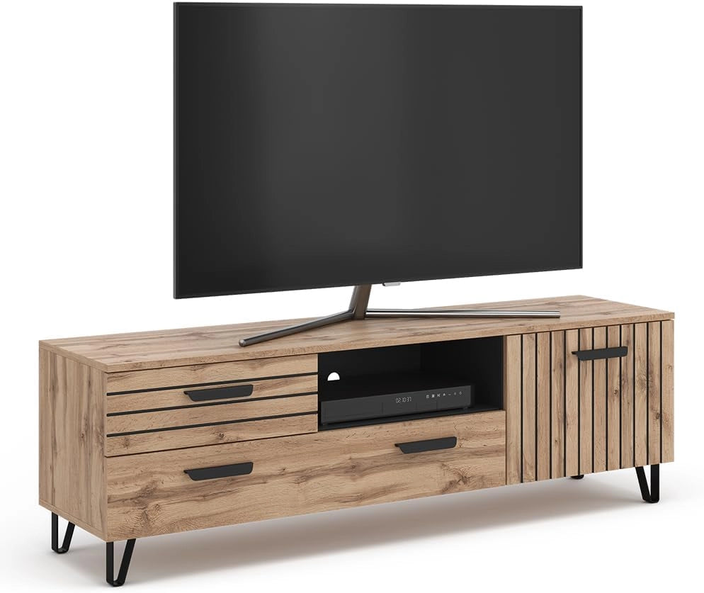 Mobile tv Amber, Rovere, 150 x 48.5 cm, con vano portaoggetti per spazio aggiuntivo