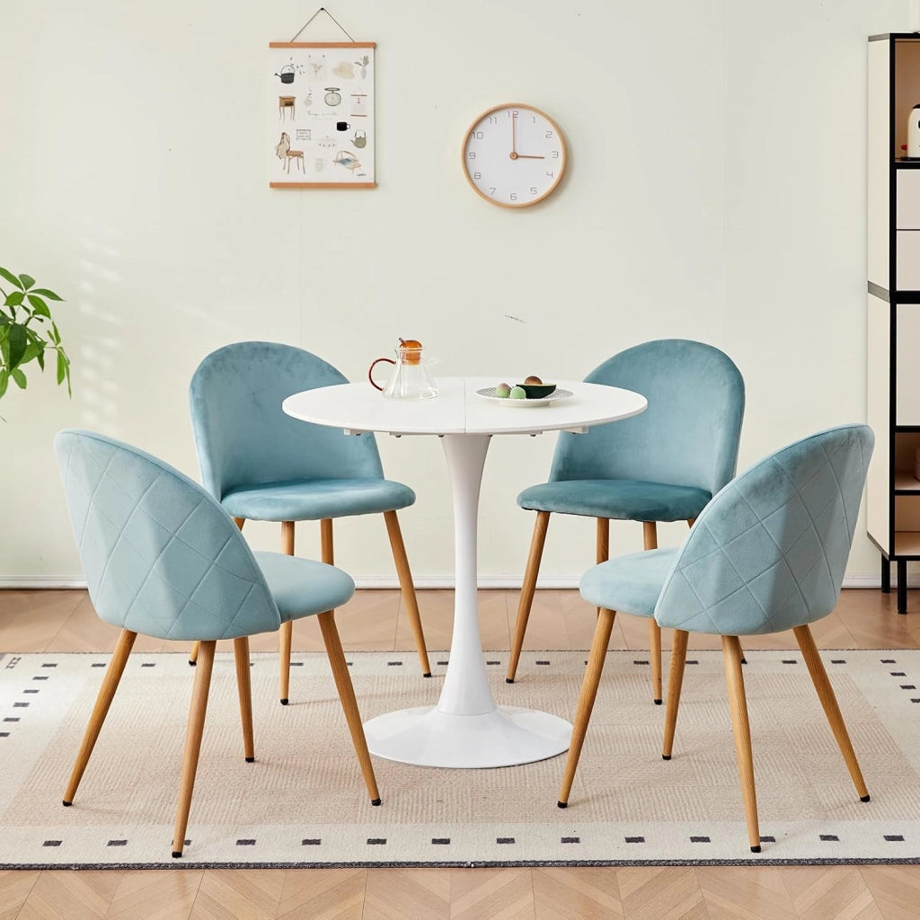 GrandCA HOME Set di 6 Sedie per Sala da Pranzo in Velluto, Sedie da Cucina Imbottite con Gambe in Metallo, per Soggiorno, Verde+Blu+Rosa