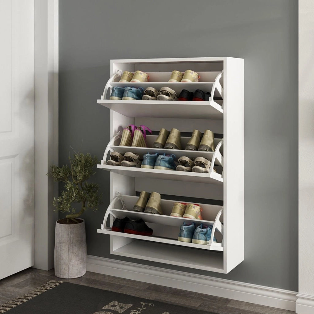 Mobile Portascarpe Irgoli, Scarpiera 6 Ripiani, 70x25x109h cm Bianco