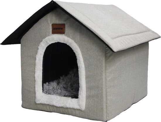 Casa per Gatti - Ricovero per Gatti per Interno con Cuscino in Piuma - Riciclabile Gabbia per Gatti morbida 45 x 40 x 45 cm