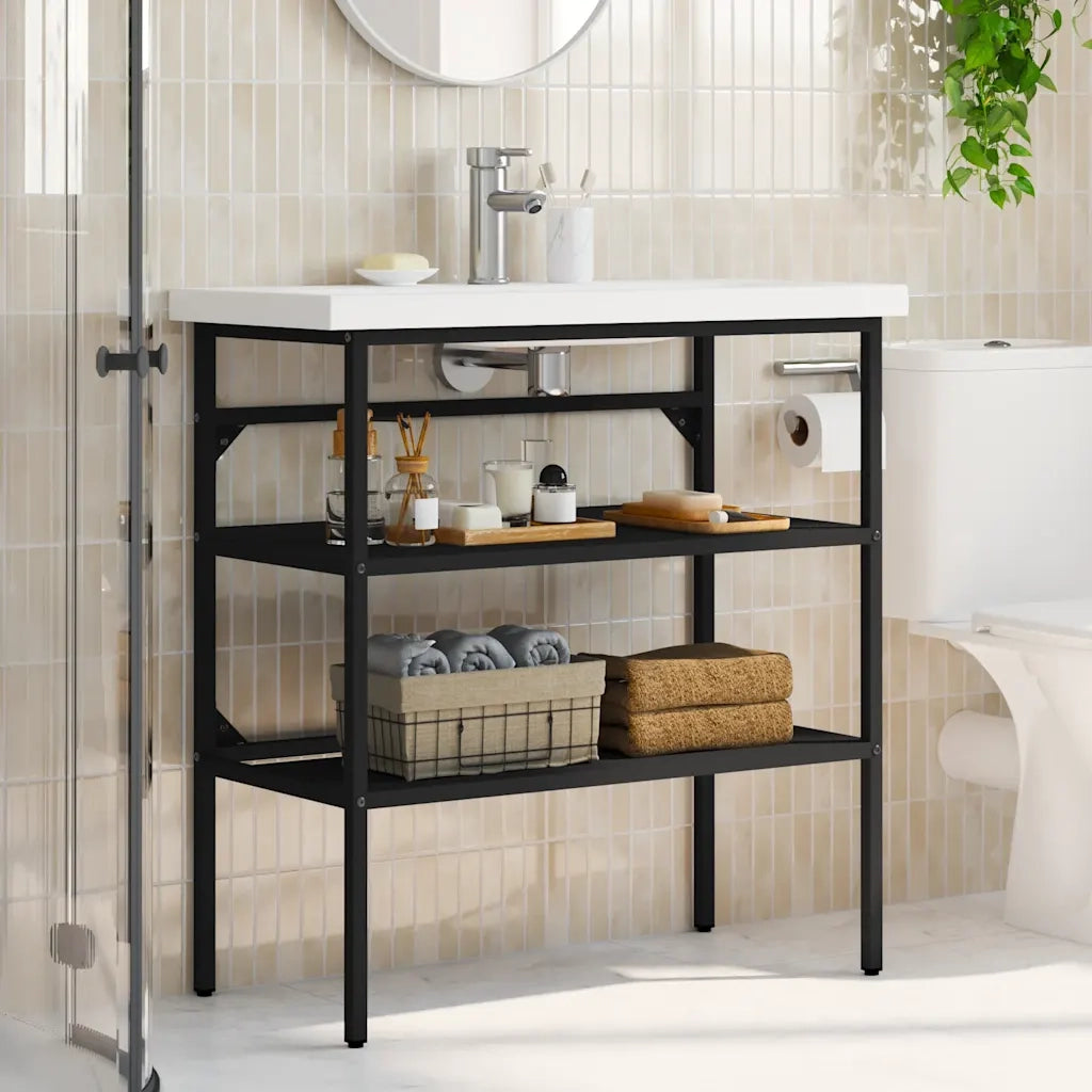 Struttura per Lavabo da Bagno Nera 79x38x83 cm in Ferro CFW3216470