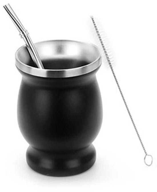 Set di Ciotole per Yerba Mate - Ciotola in Acciaio Inossidabile - Yerba Mate Rietje - Spazzolino per Pulizia - Leggero - Adatto per la Preparazione del Tè - Ciotola per Yerba Mate