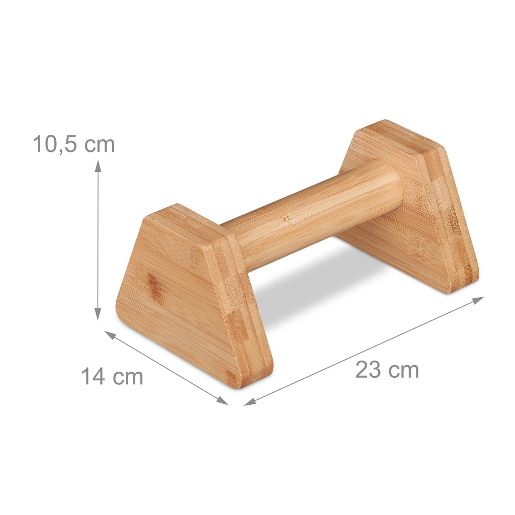 Set di 2 maniglie sportive per flessioni esercizi fitness 20 x 10 x 5 cm in bambù naturale 13_0013709