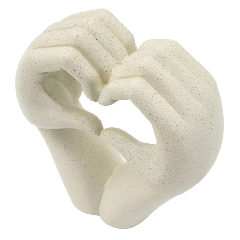 Scultura Cuore 1, Beige, Poliresina, 16,5x7x20 cm