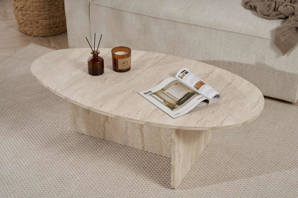 Tavolino in legno "Orba" - 120 x 65 x 40 cm - Travertino
