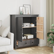 Credenza-Buffet-Armadio da cucina Grigia 83x41,5x100 cm in Legno Massello di Pino 494653
