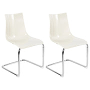 Set di 2 sedie da pranzo con seduta in plastica bianco sporco a sbalzo stile moderno