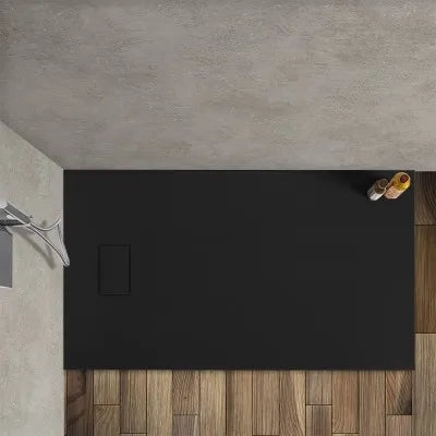 Piatto doccia 80x140 in resina nero effetto pietra riducibile Agorà