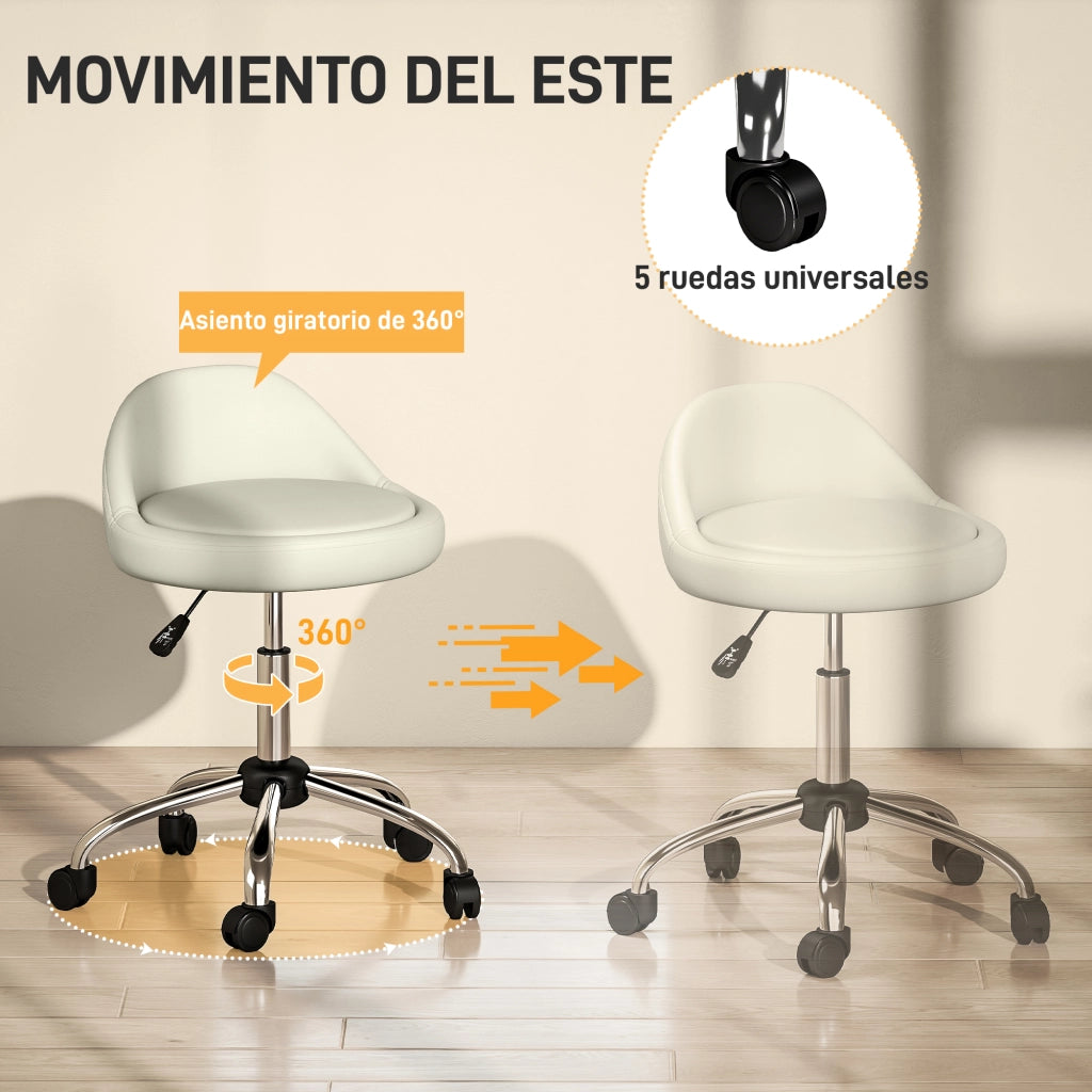 Sgabello da Bagno con Ruote e Altezza Regolabile ¨C zephmum ¨C Bianco ?50x63-83 cm