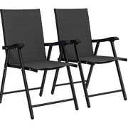 Set di 2 sedie da giardino pieghevoli in acciaio e Texteline; nere; 58 x 62 x 97 cm