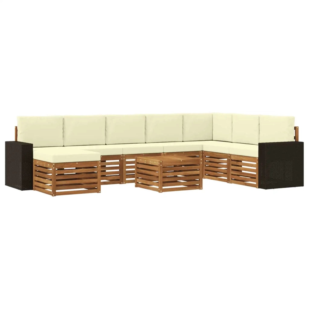 Set di divani da esterno con cuscino 9 pcs Naturale e Crema