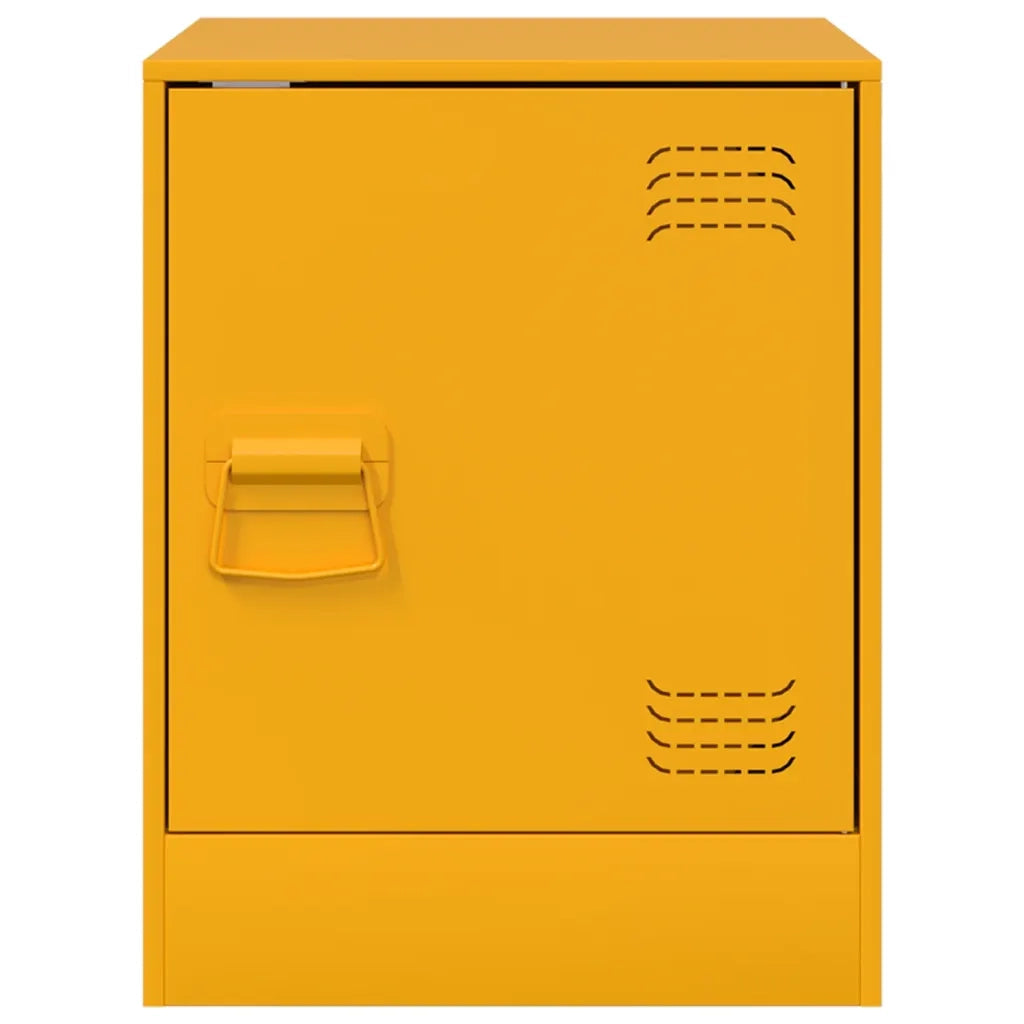 Set di 2 Comodini | Armadio da Notte | Mobiletto da notte Giallo Senape 34,5x39x44 cm in Acciaio