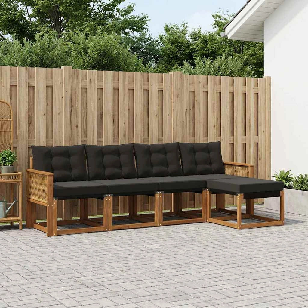 Set di divani da esterno 5 pz Naturale e Nero 3381892