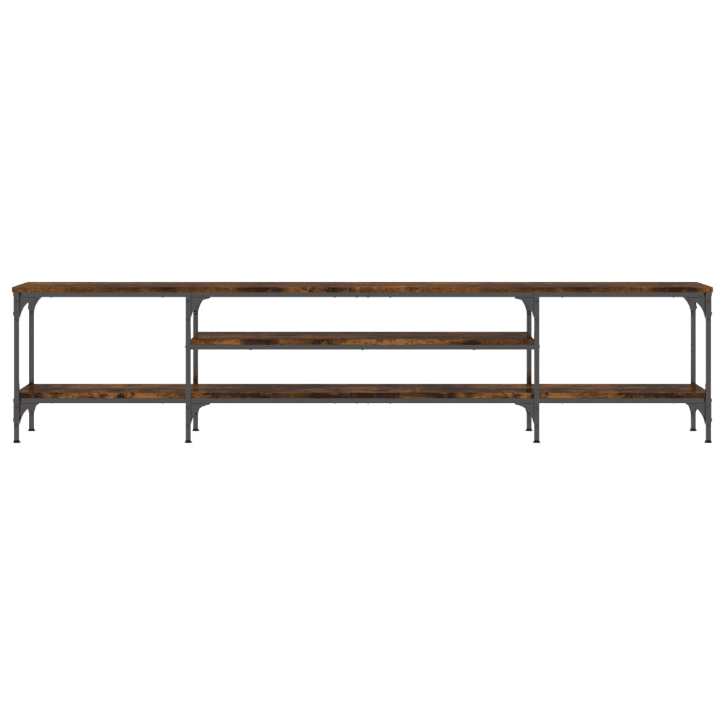 Mobile TV Rovere Fumo 201x35x45 cm in Legno Multistrato e Ferro 831815