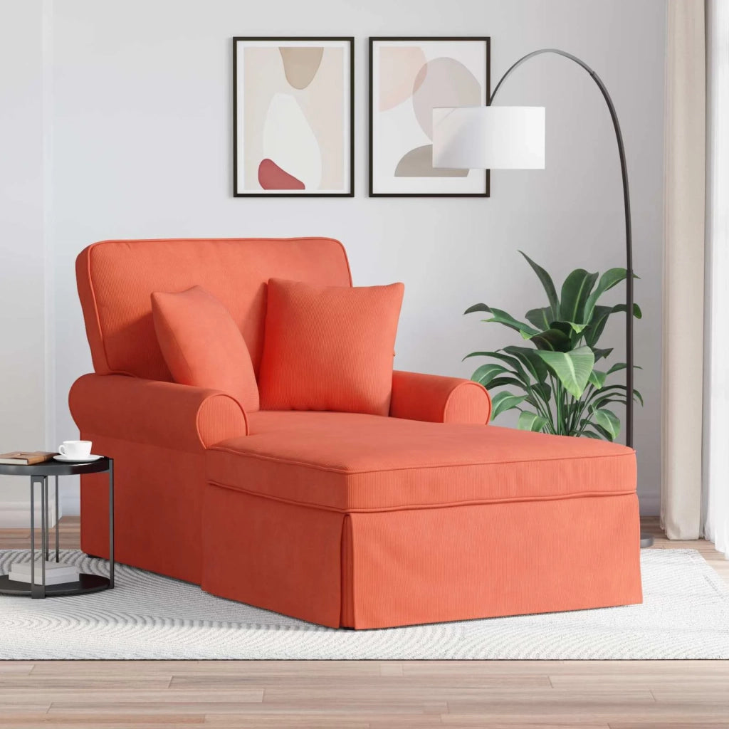 Chaise Longe con Gonna 3 pcs Rosso Arancio Tessuto in Cords