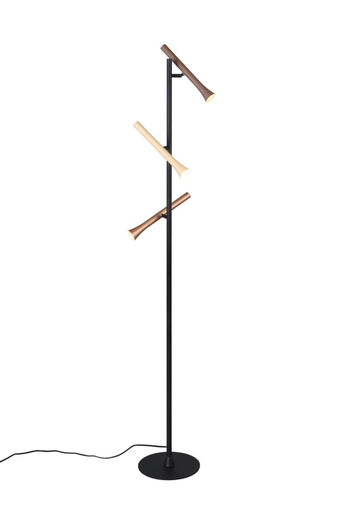 Lampada da terra FIATO Trio LED CCT nera/bronzo 150cm