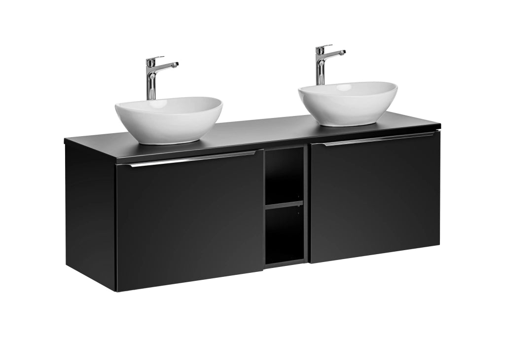 Set mobili bagno 140 cm con lavabi da appoggio Santa Fe Black 140 x 1401 x 1401 cm