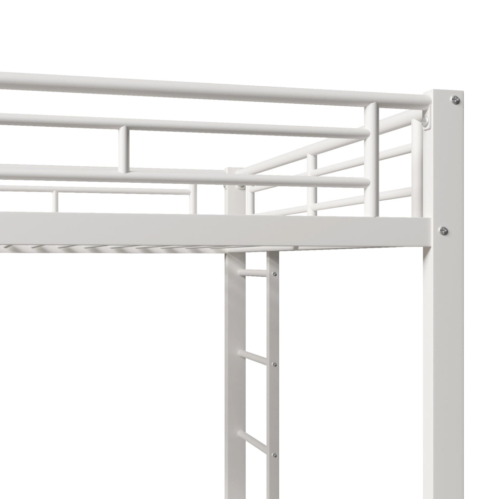 Letto a castello 140x200 cm in metallo con letto estraibile e sponde alte bianco