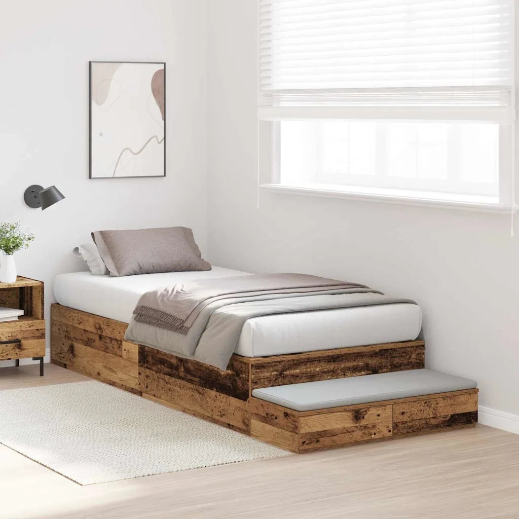 Struttura letto con contenitore Legno vecchio 75 cm 3335683
