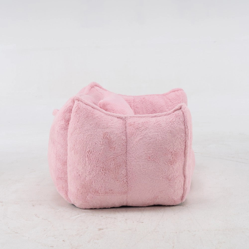 Divano da pavimento in similpelliccia ¨C Minimal ¨C Rosa con cuscini per adulti e bambini