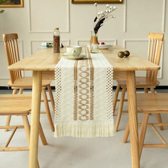 Tavolo da pranzo in stile bohemiano con tovagliolo di cotone e lino - 30*275