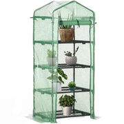 Serra per Piante Verticale con Scaffale a 4 Ripiani in Acciaio e PE Verde Scuro, 70x50x160cm