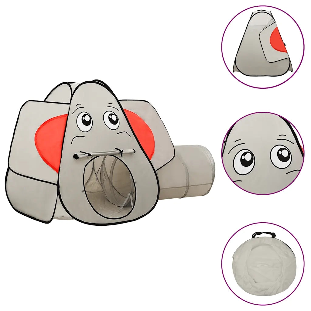 Tenda Gioco-Tenda Giocattolo Bambini Elefante Grigio 250 Palline 174x86x101 cm 872462