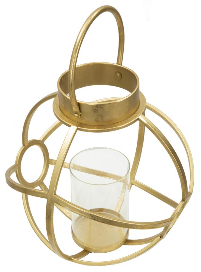 Portacandele Glam Ox Ø29x42,5 cm in Ferro e Vetro Oro