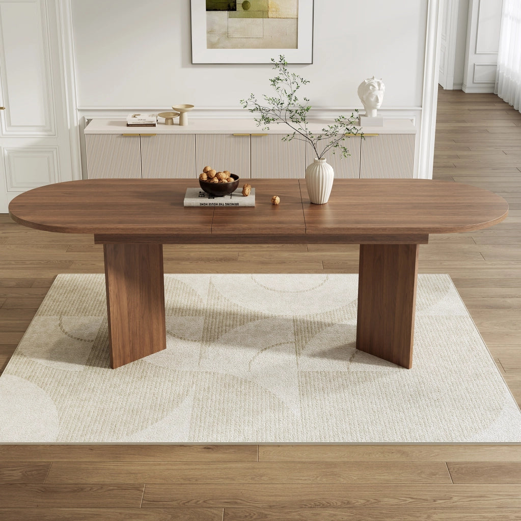 Tavolo da pranzo allungabile con piano da 18 mm; MDF noce