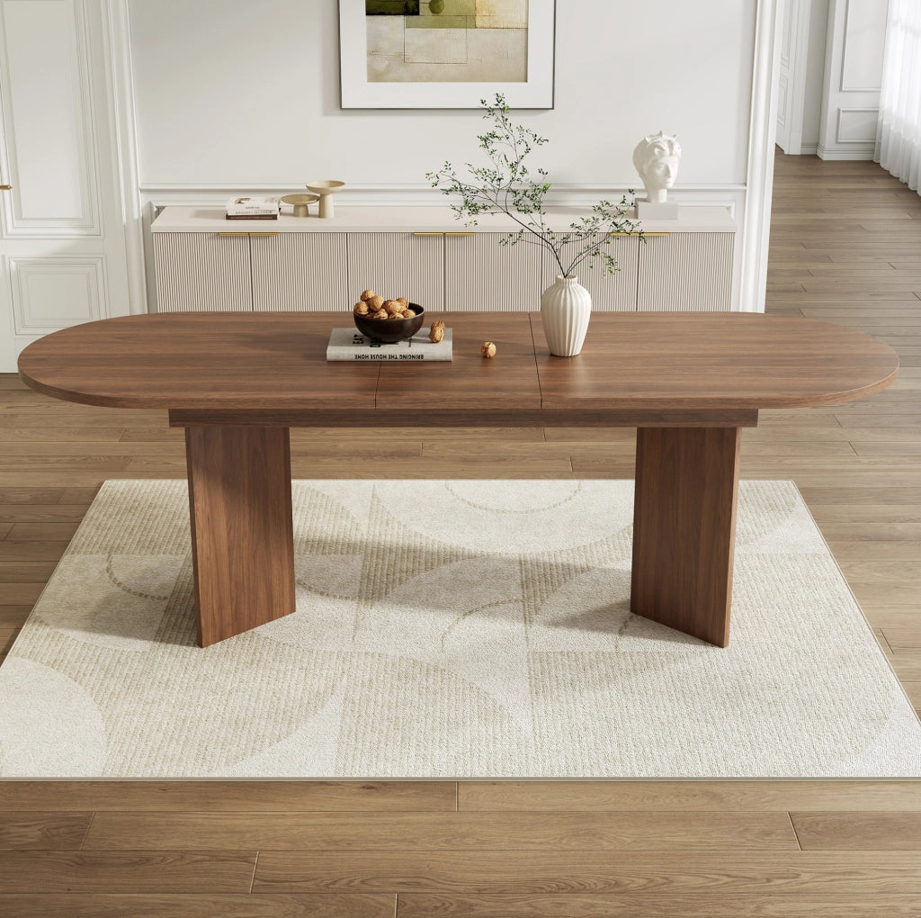 Tavolo da pranzo allungabile con piano da 18 mm; MDF noce