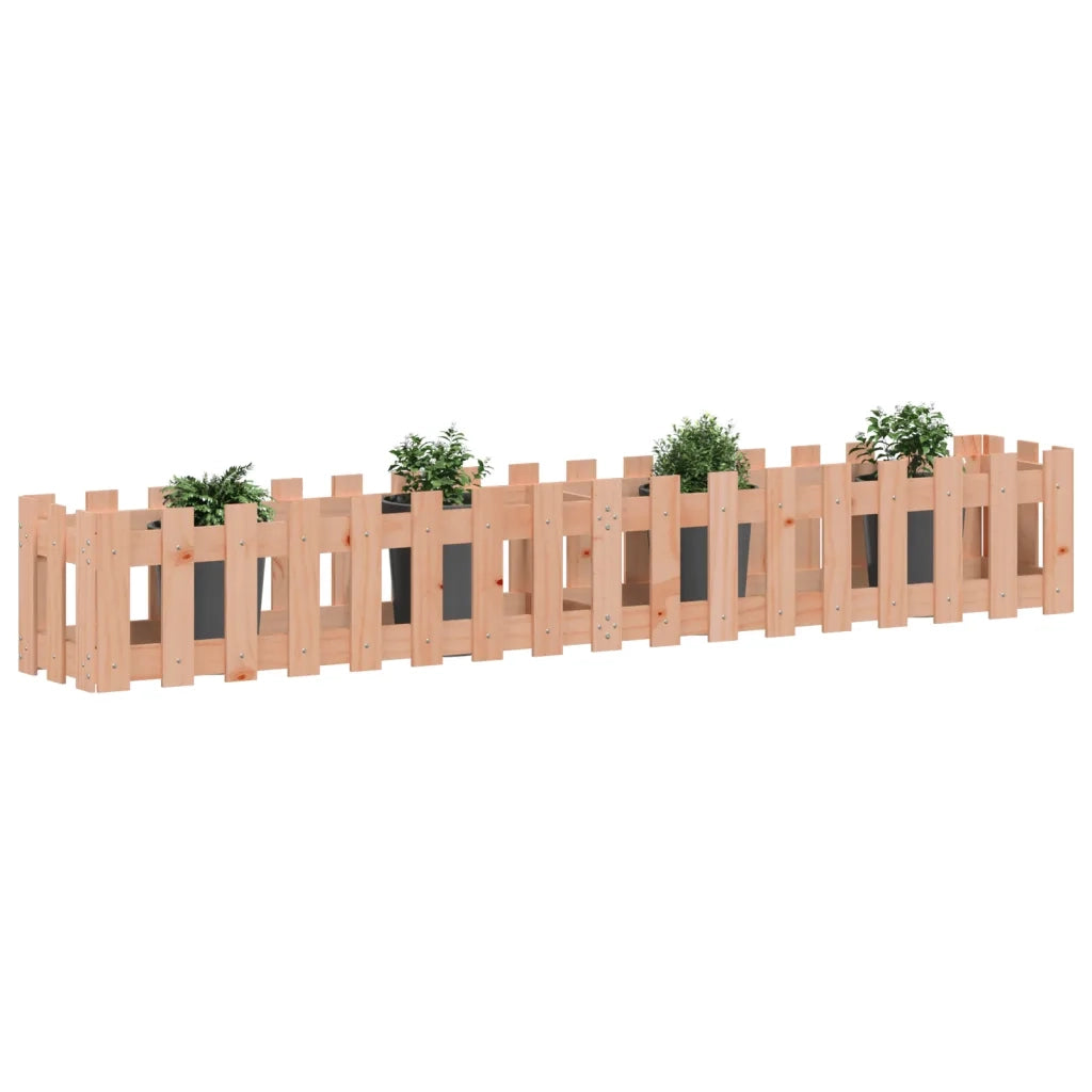 Fioriera da Giardino-Vaso da Esterno-Contenitore per Piante Recinzione 200x30x30cm in Massello Douglas