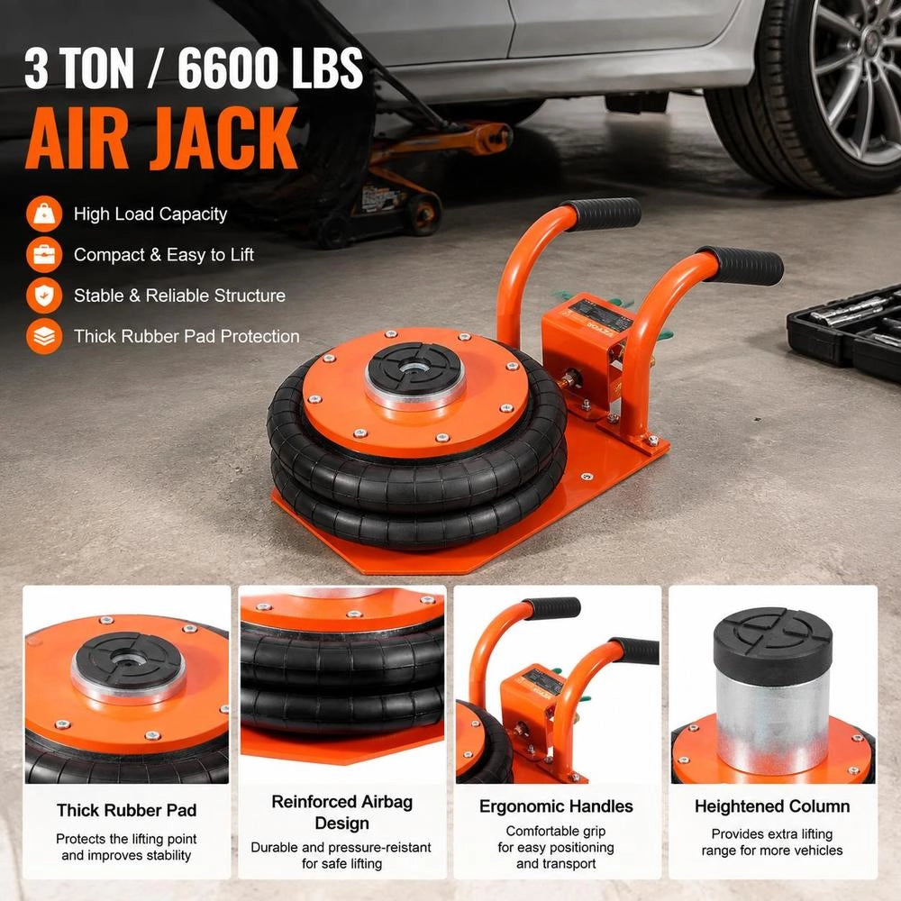 Pneumatic Car Jack, Adjustable 3-ton Capacity With Raised Column, Easy-to-lift And Space-saving Jack With Thick Rubber Pad And Short Handle, For Sedans, SUVs, And Pickup Trucks