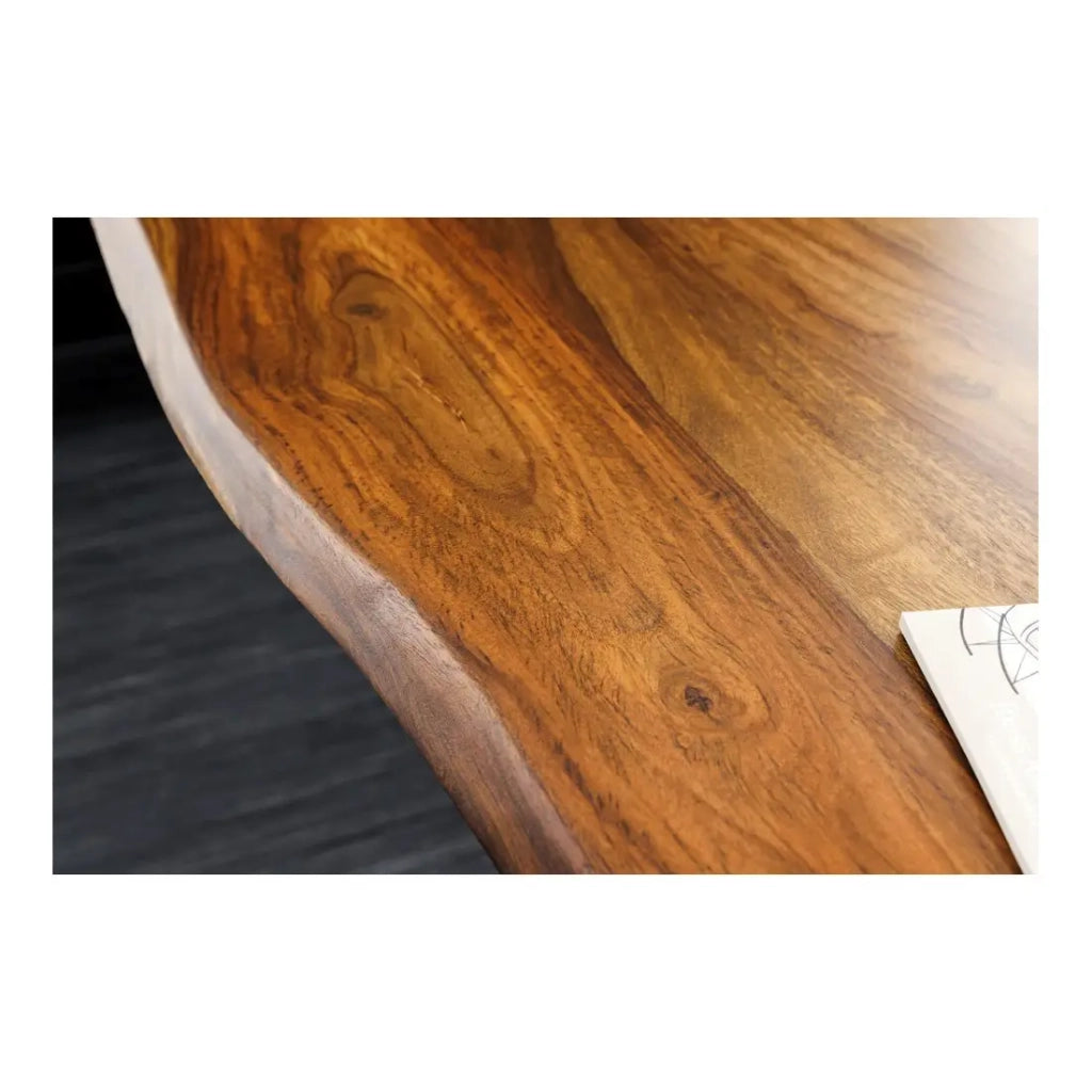 Scrivania elettrica di alta gamma ARKAYA 160 cm in Sheesham massiccio con bordo naturale smussato – Altezza regolabile