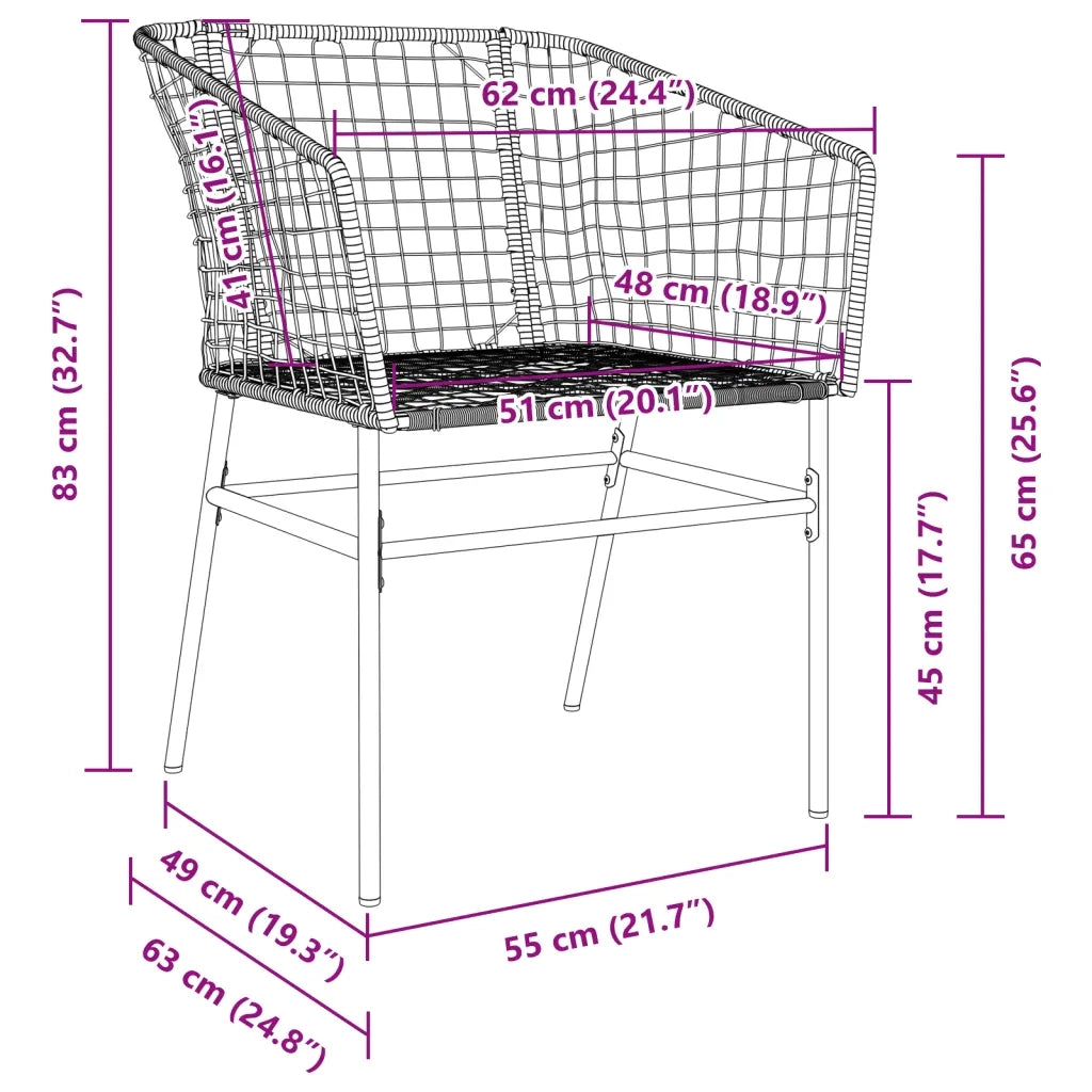 Sedie da Giardino 2 pz | Sedie da Esterno Marroni in Polyrattan