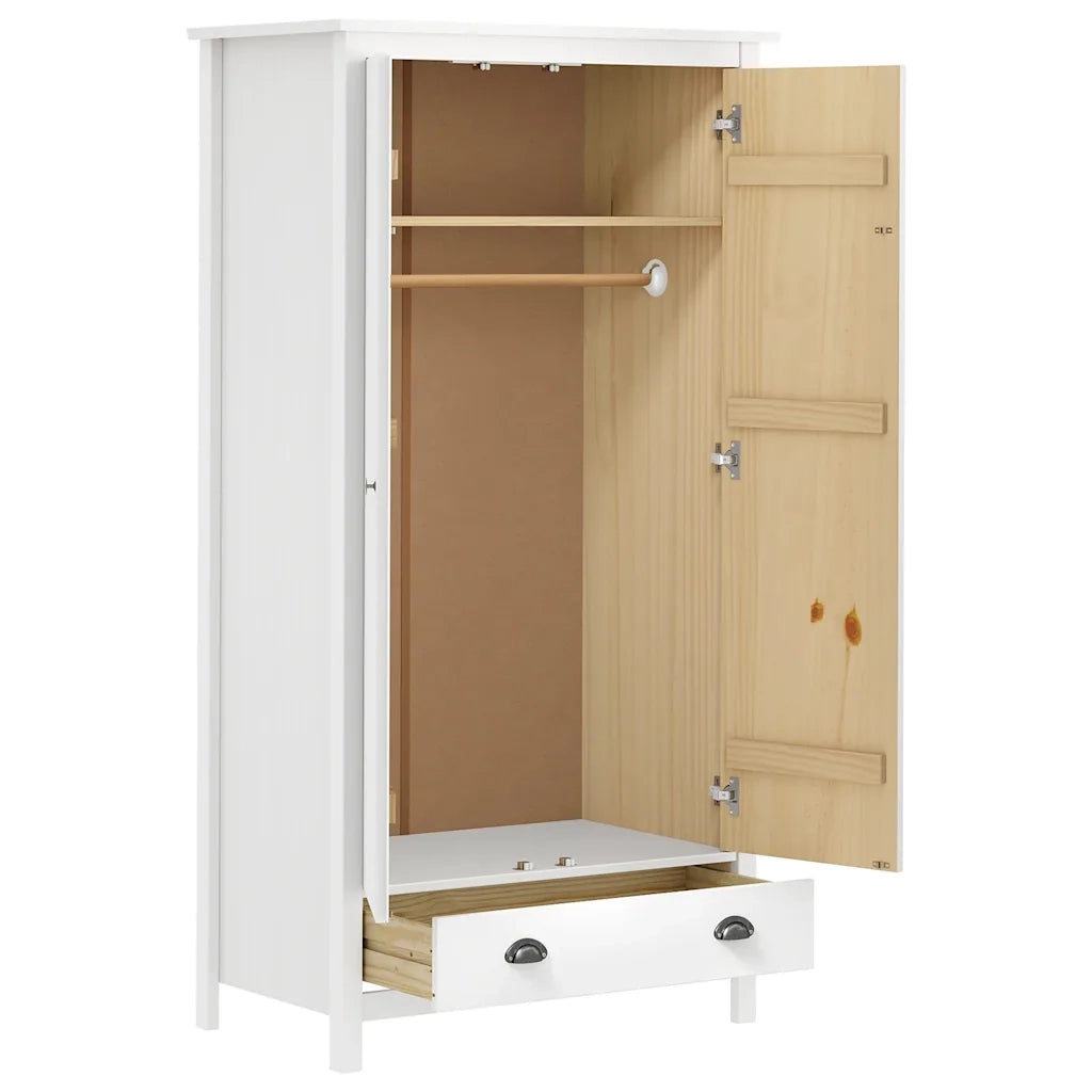 Armadio a 2 Ante Hill Bianco 89x50x170cm in Legno di Pino 288948