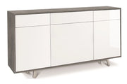 Mobile Madia 3 ante e 3 Cassetti H92 L164 P41 Cm struttura color Cemento frontali Bianco Lucido 7076k Sarmog
