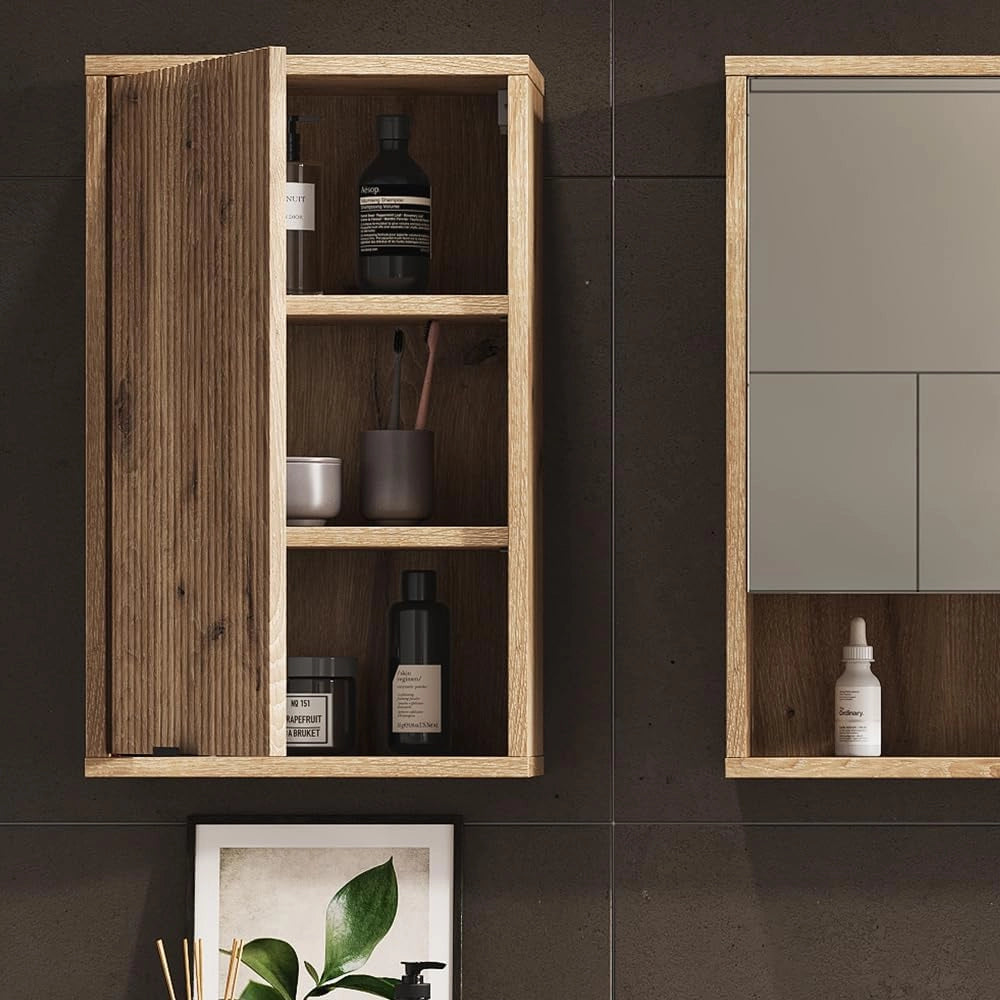 Mobile da bagno Eliza, Quercia vichinga, 40 x 65 cm con una porta, adatto per l'installazione a parete per riporre accessori da bagno