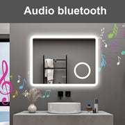 AICA Specchio da bagno  60 x 80 cm, dimmerabile, Blue tooth, Funzione Memoria, antiappannamento, 3 colori, Magnificatore