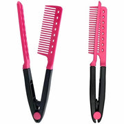 Set di stile per capelli - Lame piane in acciaio per capelli arricciati - Spazzola con presa fissa - Ideale per capelli a nodi - Stile - Rosso