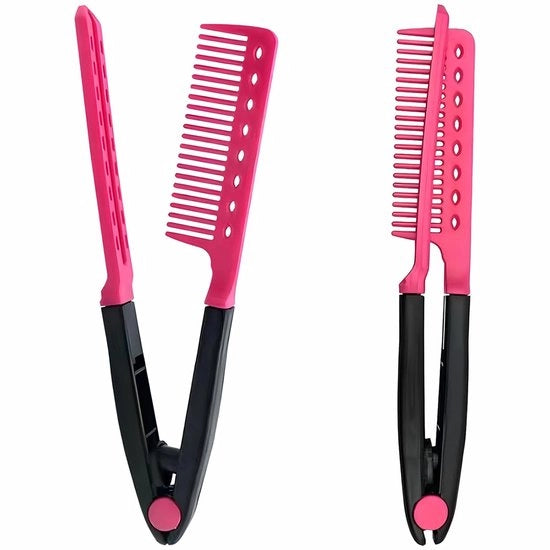 Set di stile per capelli - Lame piane in acciaio per capelli arricciati - Spazzola con presa fissa - Ideale per capelli a nodi - Stile - Rosso