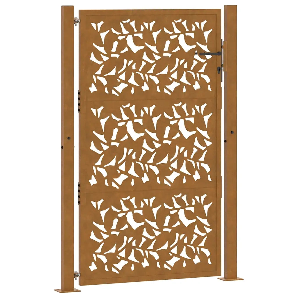 Cancello da giardino 100x125 cm in acciaio corten con design a foglia 4100965