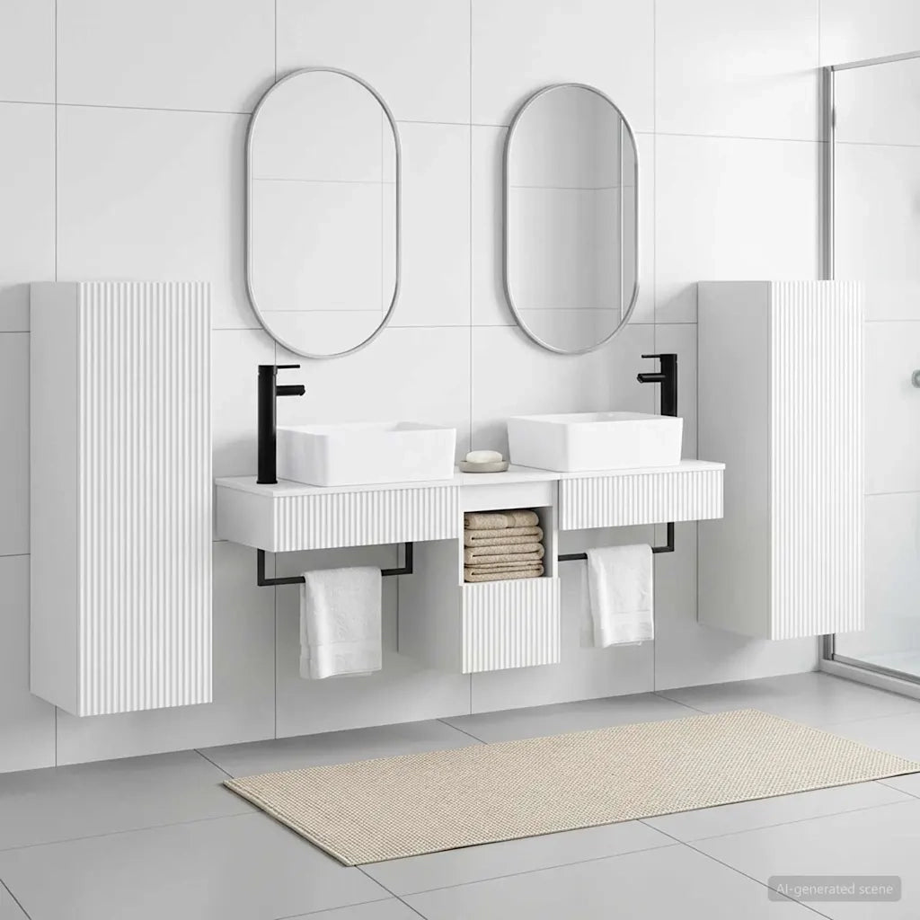 Set di mobili per il bagno 5 pz Bianco Lucido 3405977