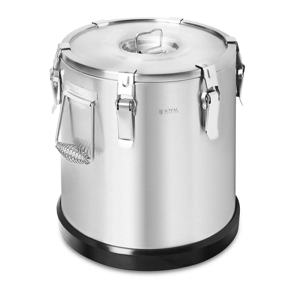 Contenitore professionale in acciaio inox per alimenti isolato per la ristorazione calda e fredda (22 litri isolamento a doppia parete coperchio con chiusure a rana) 14_0004273