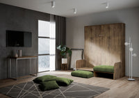 Letto Matrimoniale A Scomparsa 160 Kentaro Con Divano Noce e Verde